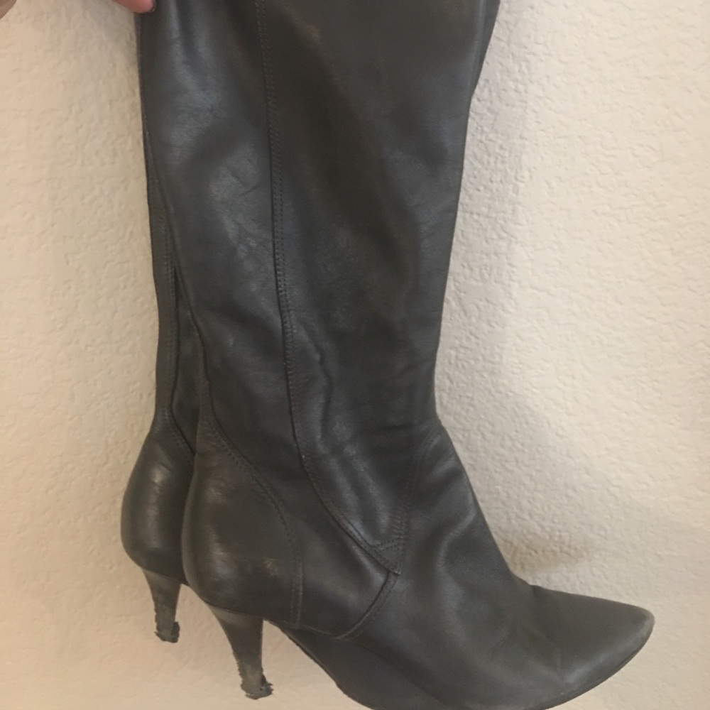 Brown leather boots
